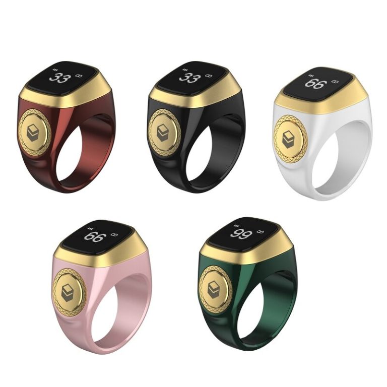 A New Digital Tasbeeh Ring Lite with Tally Counter, Prayer Time Vibration Reminder, and Waterproof Design for Muslim Zikr